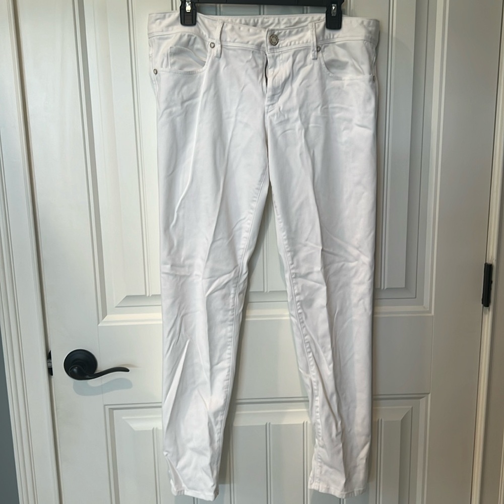 Lilly Pulitzer Worth Skinny Pants Rise 7” White Size 12 great used condition